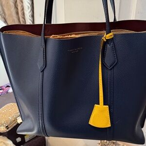 Tory Burch Dark Blue Tote with Yellow Charm